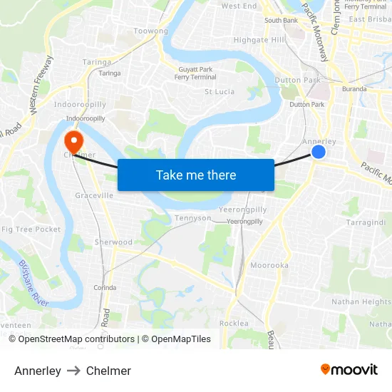Annerley to Chelmer map