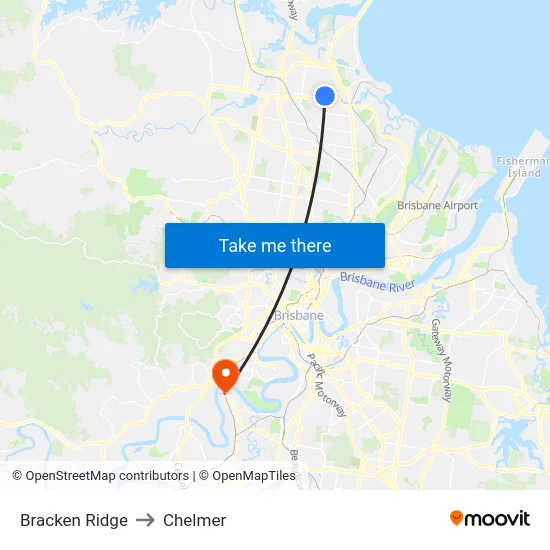 Bracken Ridge to Chelmer map