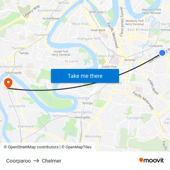 Coorparoo to Chelmer map