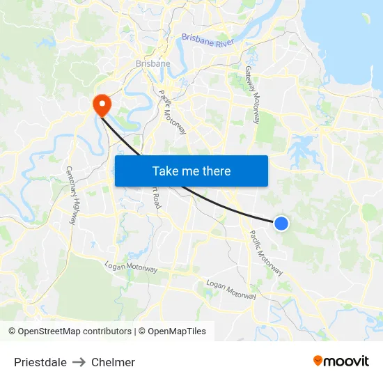 Priestdale to Chelmer map