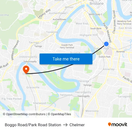 Boggo Road Station to Chelmer map