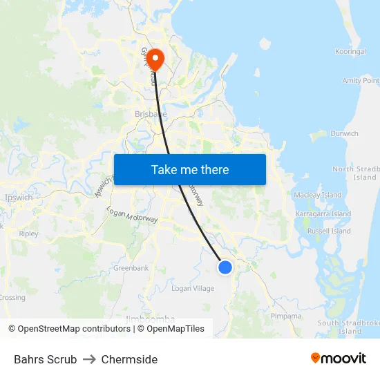 Bahrs Scrub to Chermside map
