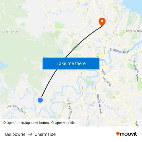 Bellbowrie to Chermside map