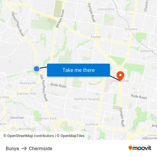 Bunya to Chermside map
