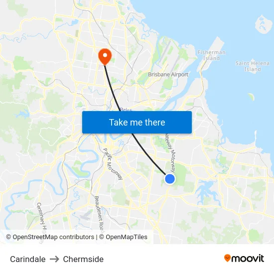 Carindale to Chermside map