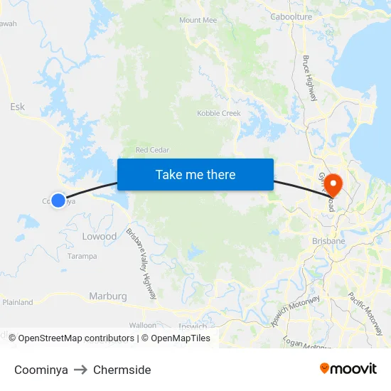 Coominya to Chermside map