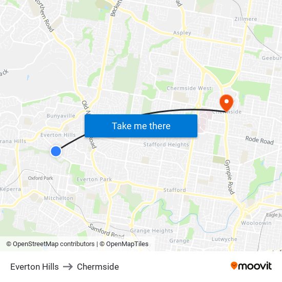 Everton Hills to Chermside map