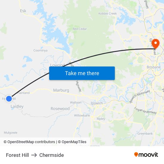 Forest Hill to Chermside map