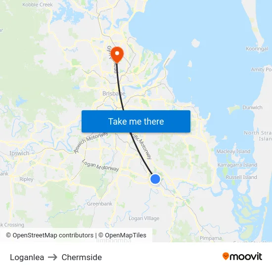 Loganlea to Chermside map