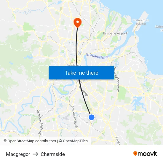 Macgregor to Chermside map