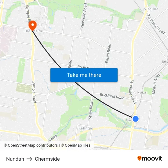 Nundah to Chermside map