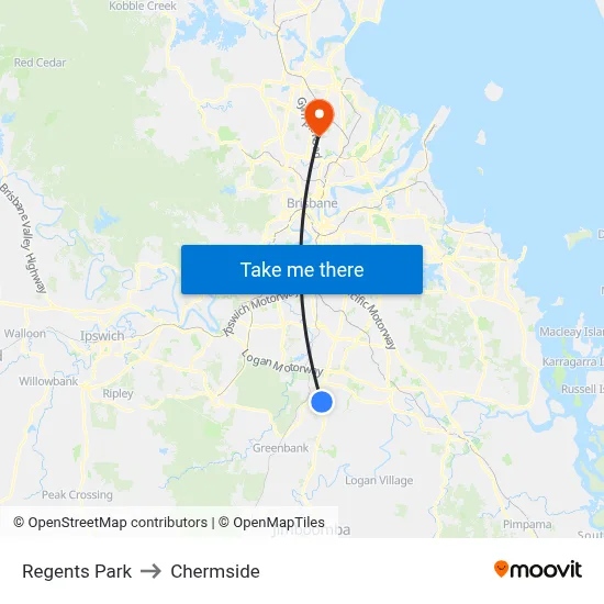 Regents Park to Chermside map