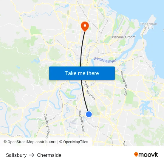 Salisbury to Chermside map