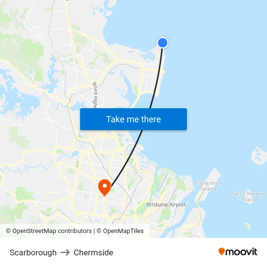 Scarborough to Chermside map