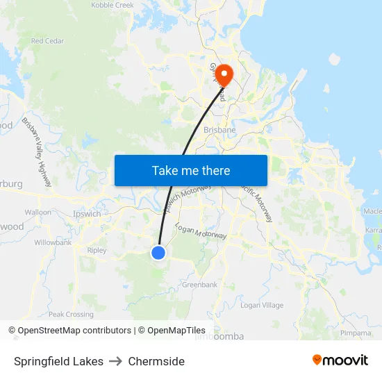 Springfield Lakes to Chermside map