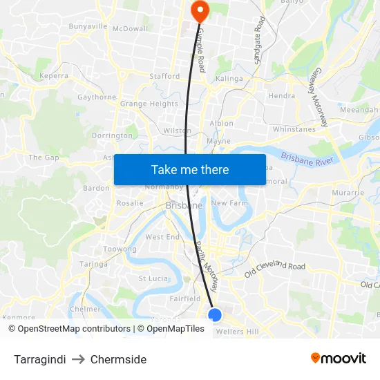 Tarragindi to Chermside map