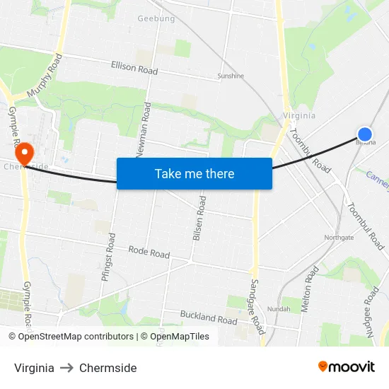 Virginia to Chermside map