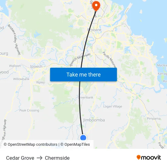 Cedar Grove to Chermside map