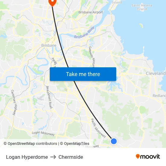Logan Hyperdome to Chermside map