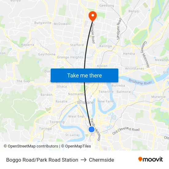Boggo Road Station to Chermside map