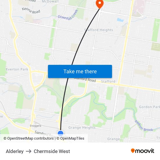 Alderley to Chermside West map