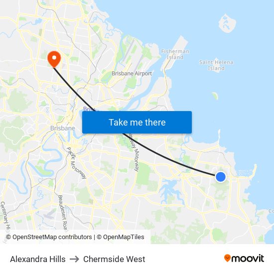 Alexandra Hills to Chermside West map