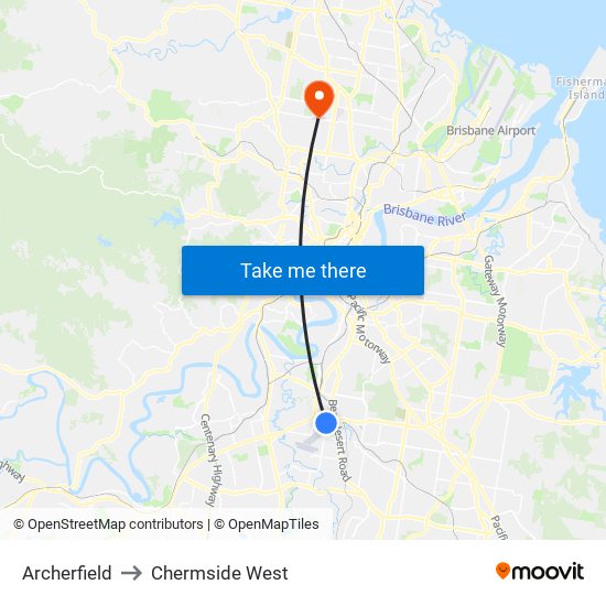 Archerfield to Chermside West map