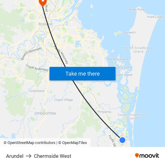 Arundel to Chermside West map