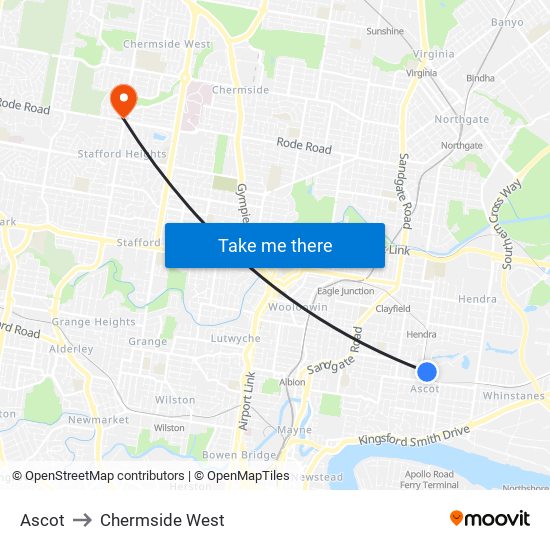 Ascot to Chermside West map