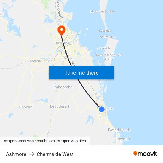 Ashmore to Chermside West map