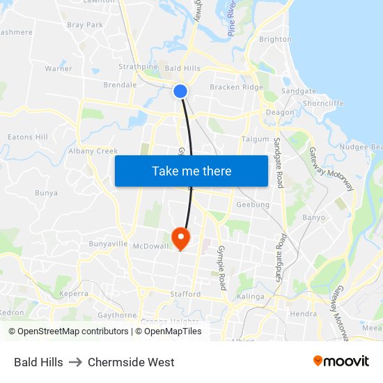 Bald Hills to Chermside West map