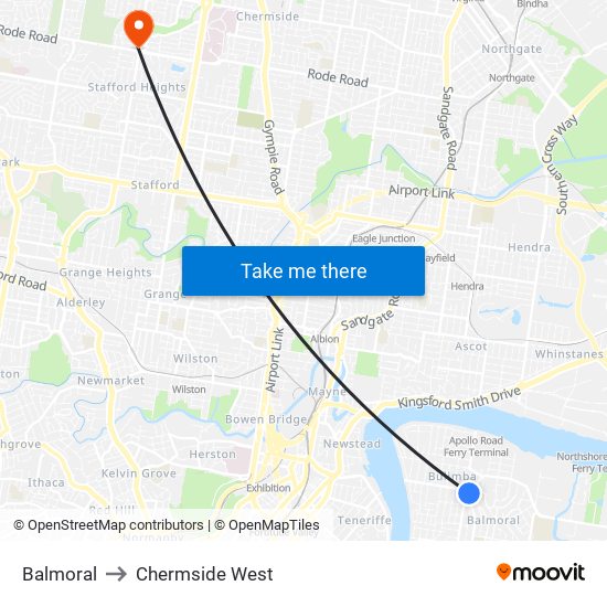 Balmoral to Chermside West map