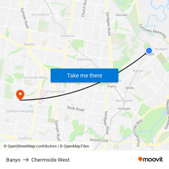 Banyo to Chermside West map