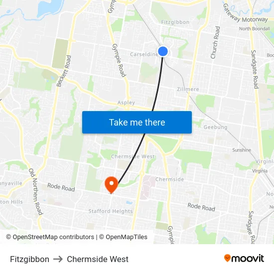 Fitzgibbon to Chermside West map