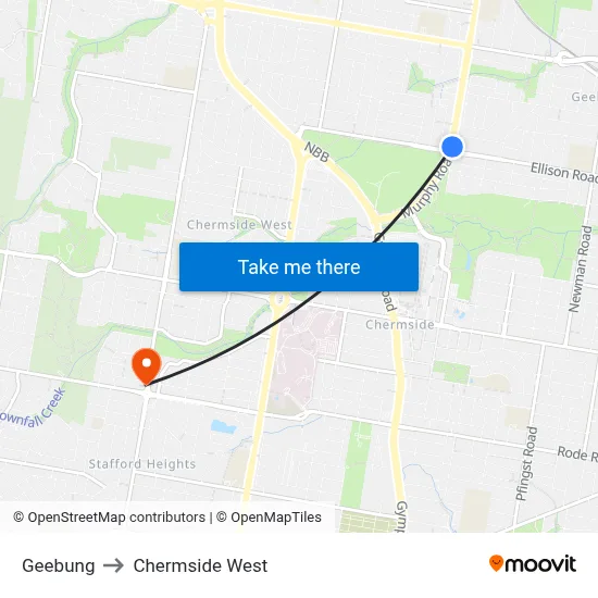 Geebung to Chermside West map