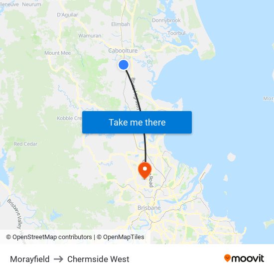 Morayfield to Chermside West map