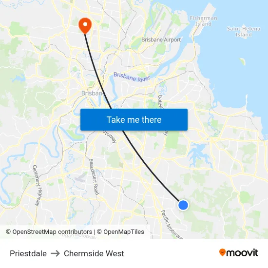 Priestdale to Chermside West map
