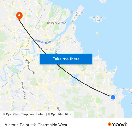 Victoria Point to Chermside West map