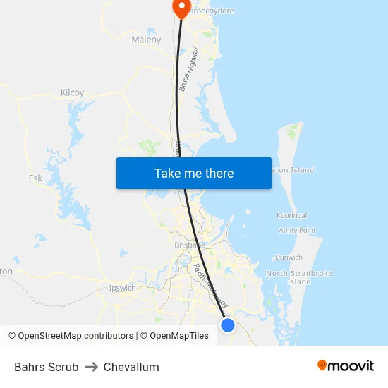 Bahrs Scrub to Chevallum map