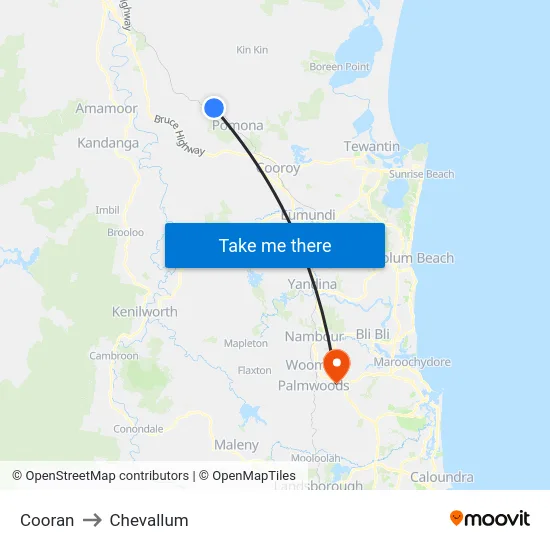 Cooran to Chevallum map