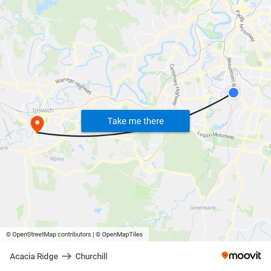 Acacia Ridge to Churchill map