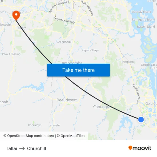 Tallai to Churchill map