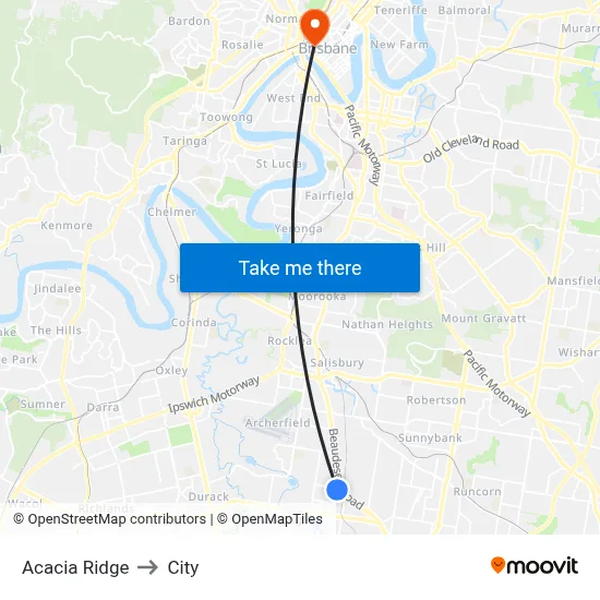 Acacia Ridge to City map