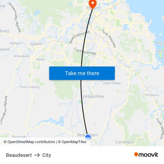 Beaudesert to City map