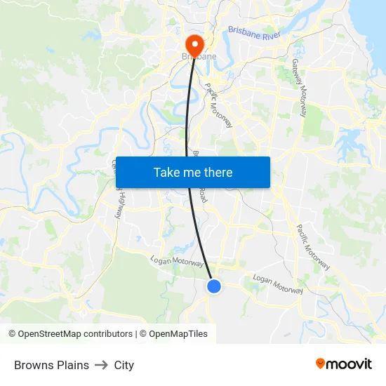 Browns Plains to City map