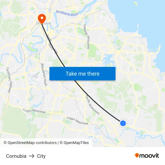 Cornubia to City map