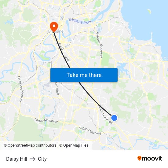 Daisy Hill to City map