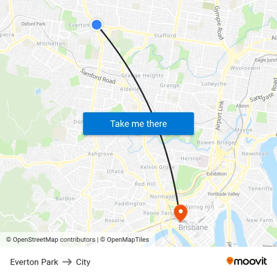 Everton Park to City map