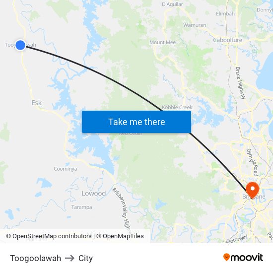 Toogoolawah to City map