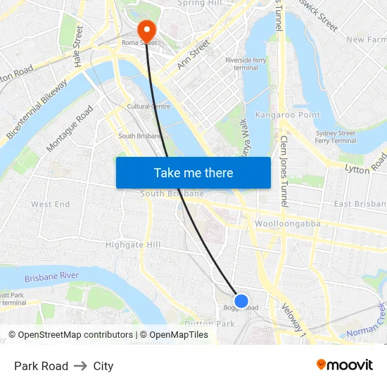 Park Road to City map